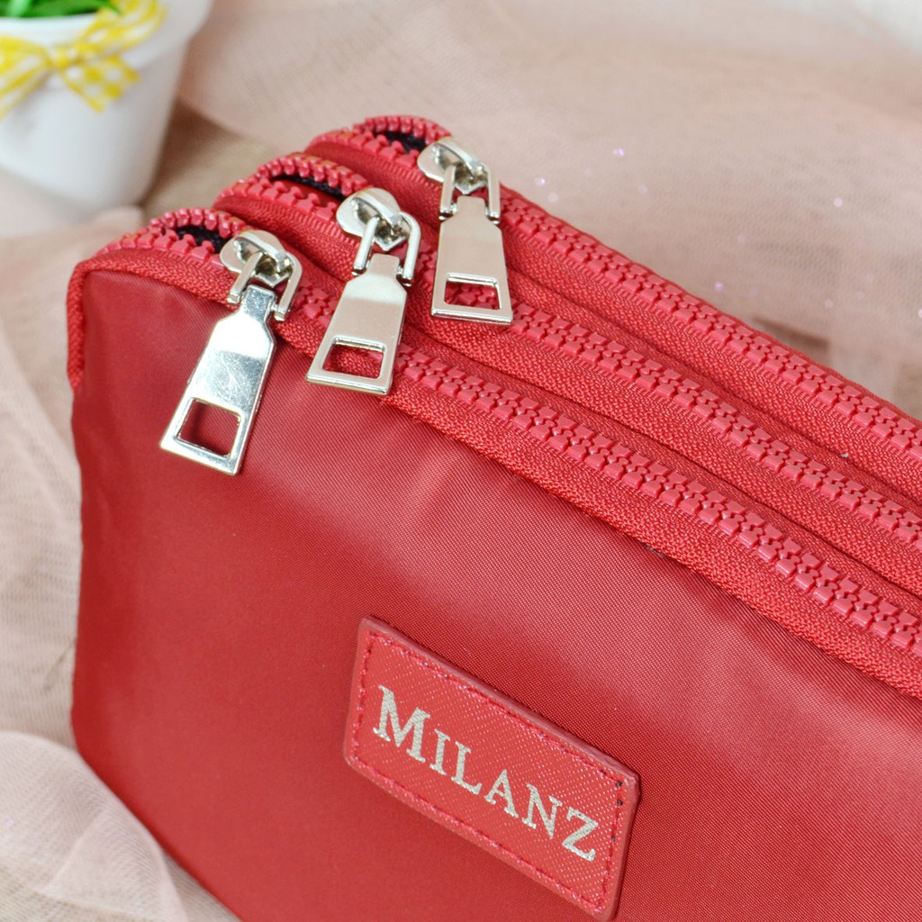 Dompet / pouch wanita tali panjang milanz 3ruang import 1373