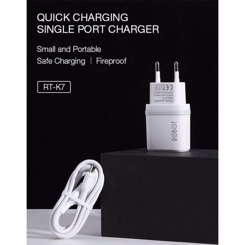 CHARGER ROBOT RT K7 MICRO USB 5V 1A ORIGINAL 100% ROBOT FIREPROOF CHARGER