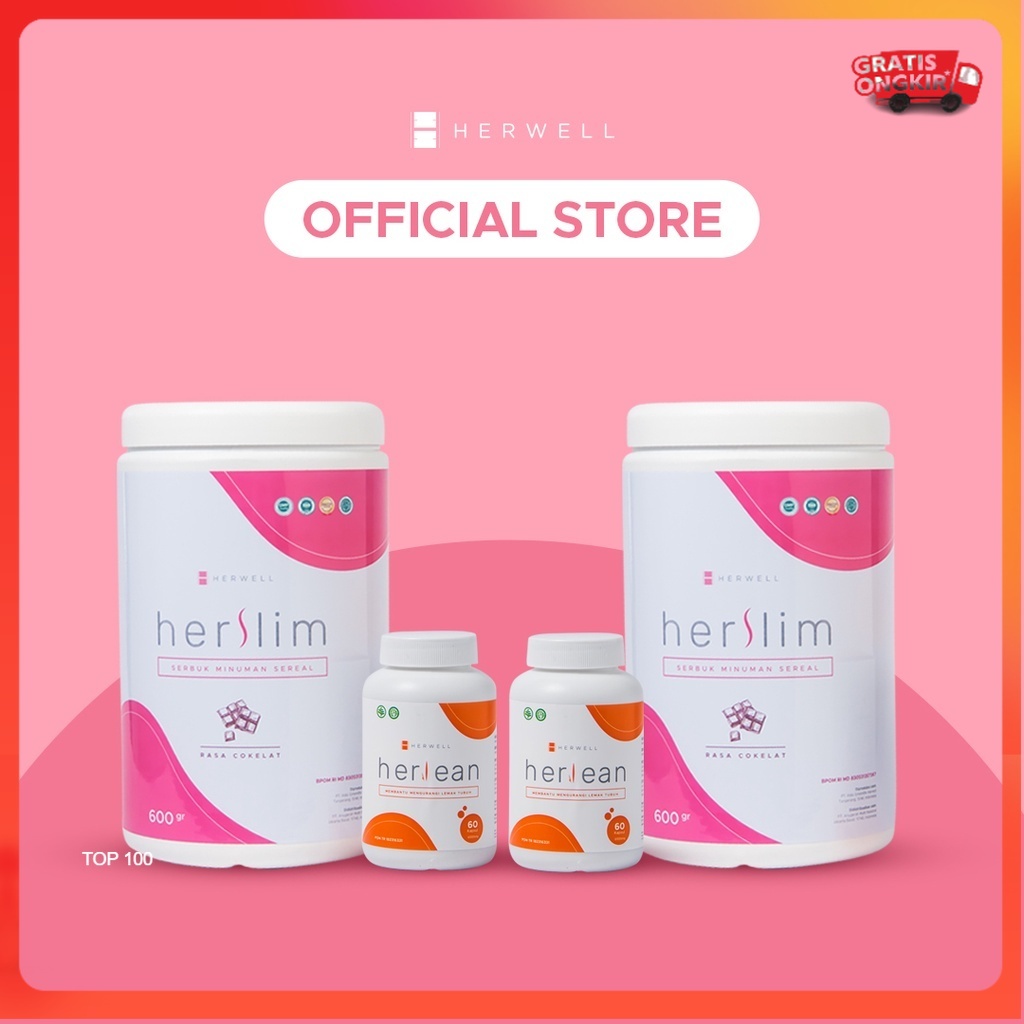 Herwell - Bundling 4 pcs - Herslim 2 pcs + Herlean 2 pcs BPOM HALAL HERWEL ORI ORIGINAL OFFICIAL STORE DIET PELANGSING