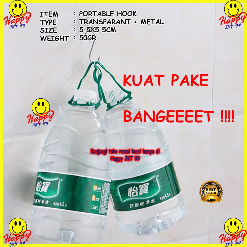 [ HAPPY JKT 99 ] GANTUNGAN HOOK TRANSPARAN KAIL GANTUNG BARANG SERBAGUNA HANGER TEMPEL DINDING KUAT