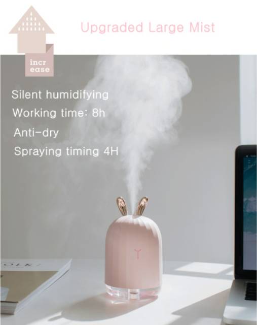 HUMIDIFIER PURIFIER DIFFUSER AROMATHERAPY WHITE PINK DEER CUTE 220 ML PELEMBAB UDARA AROMA OIL