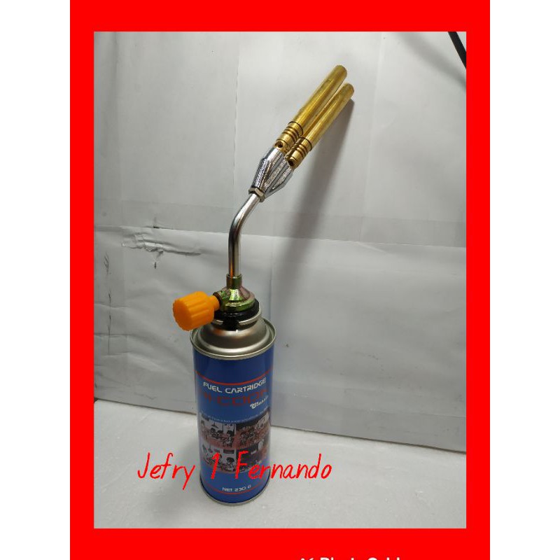 GAS TORCH DOUBLE MANUAL + GAS KALENG HICOOK BLENDER LAS KEPALA LAS