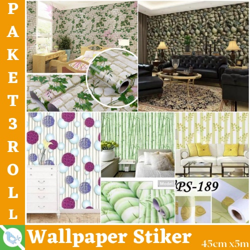 ( BISA COD ) - PROMO PAKET HEMAT WALLSTIKER 3ROLL ( BUY 2 GET 1 FREE ) WALLPAPER STIKER DINDING PVC PREMIUM HIGH QUALITY MOTIF ALL MODERN BEST SELLER!!!!!