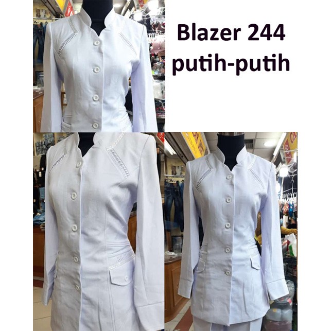 Blazer putih putih polos 244 setelan Rok Dan Celana-seragam Guru dan PNS-Pakaian Pemda terbaru-blazer terbaru-blazer rumah sakit