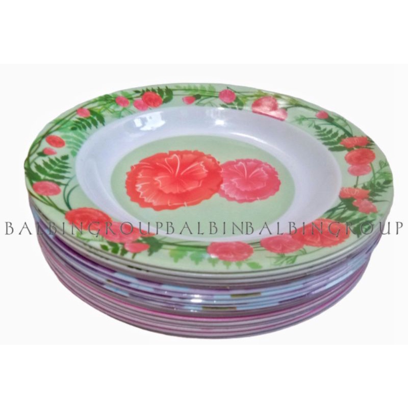 PIRING MAKAN 9INC SEMI MELAMINE MOTIF - SHING ISI 6 PCS