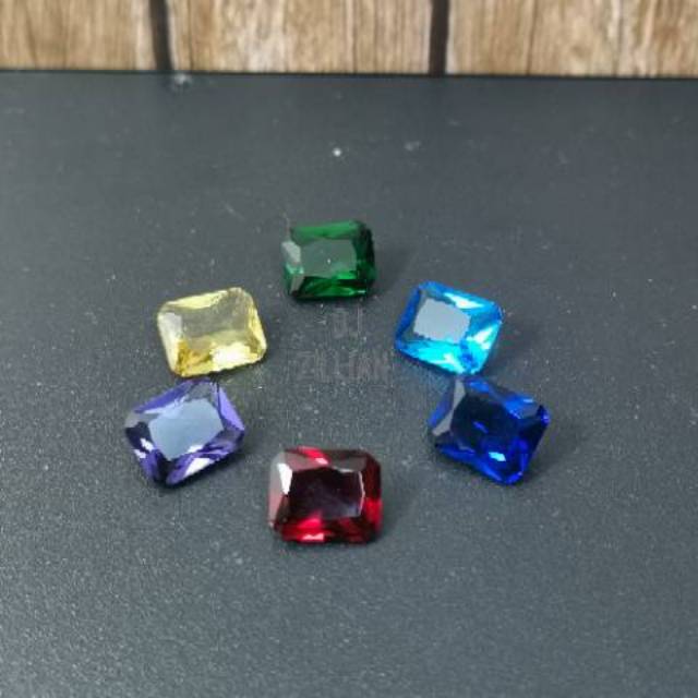 Permata Glass Rectangle Emerald Octagon Mix warna Persegi Panjang