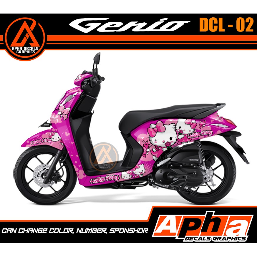DECAL MOTOR STICKER HONDA GENIO HELLO KITTY