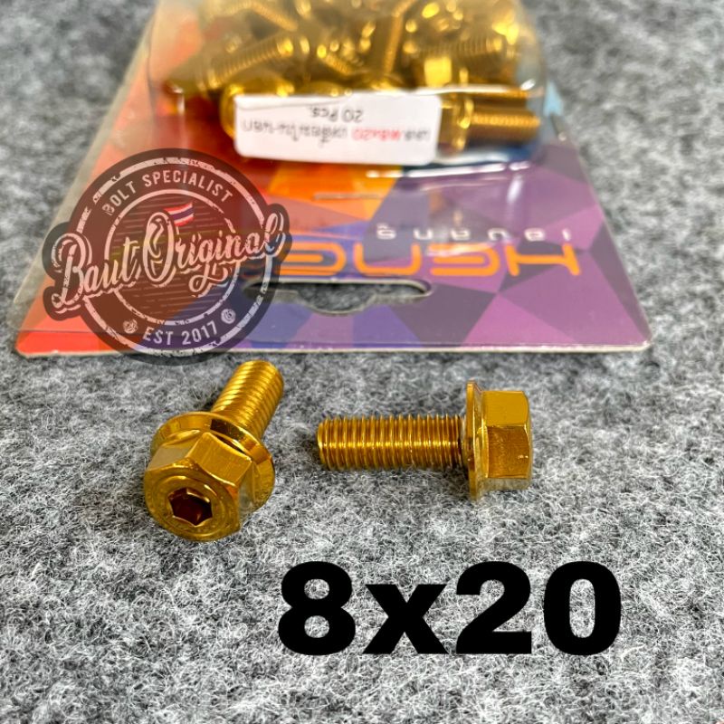 baut probolt 2kunci 2 kunci stainless 8x20 drat 12 panjang 2 cm original heng thailand gold