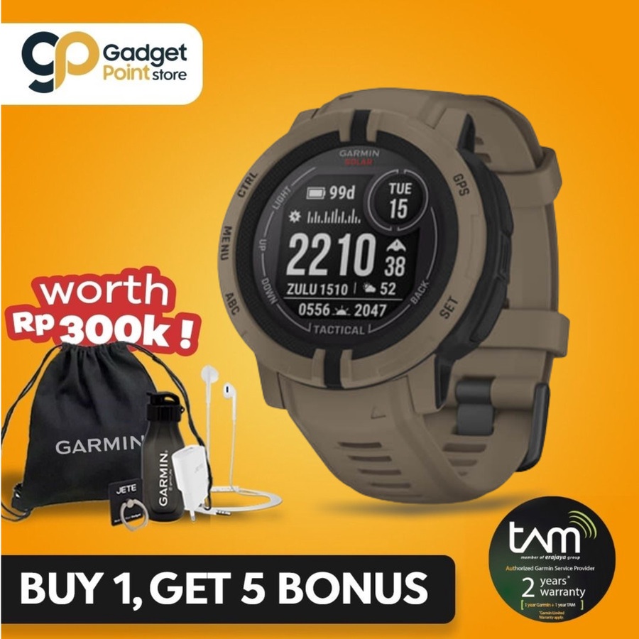 Sport Watch | Smart Watch Garmin Instinct 2 Solar Tactical Edition Coyote Tan 45mm - Garansi TAM