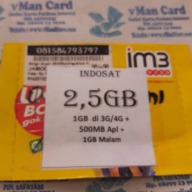 KARTU INDOSAT/IM3 2,5GB (1GB + 500MB + 1GB)