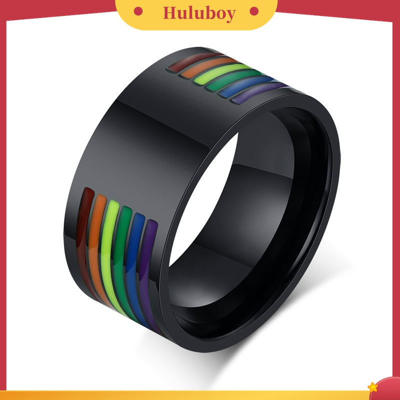 Huluboy Cincin Bahan Stainless Steel Warna Pelangi Untuk Pria