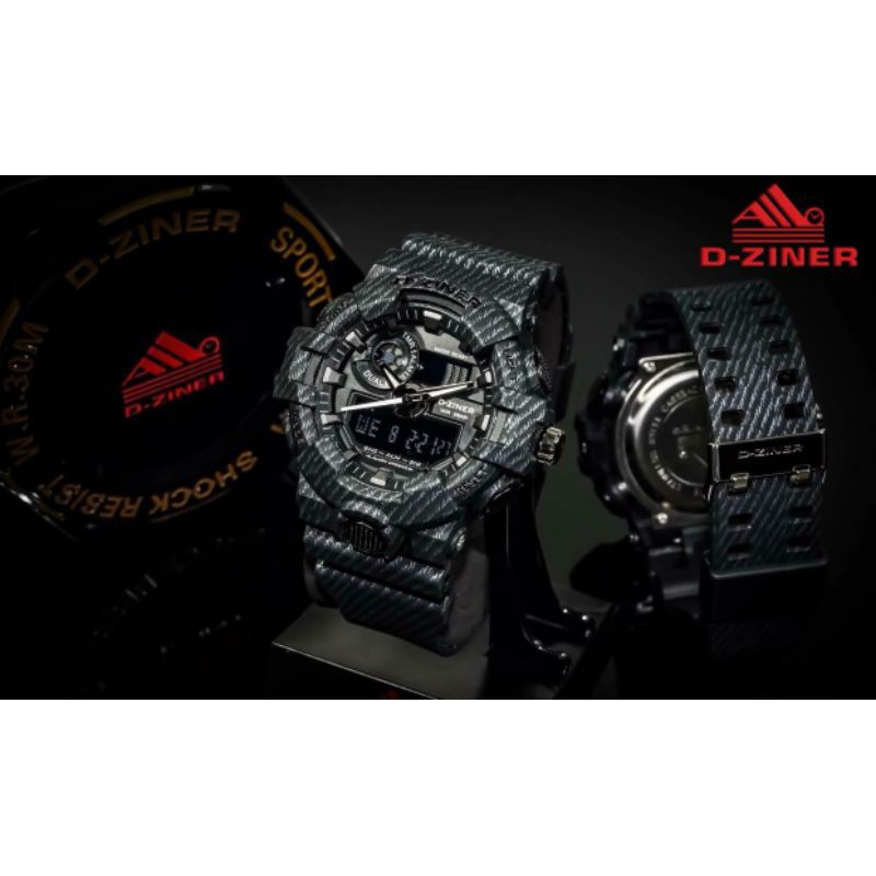 GROSIR JAM TANGAN D-ZINER RUBBER 8242 DUALTIME ORI