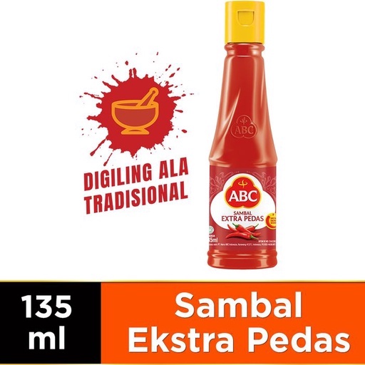 ABC Saos Sambal, Extra Pedas, Tomat, Kecap Manis, Inggris, Asin, Pedas, Cuka Botol 135 ml