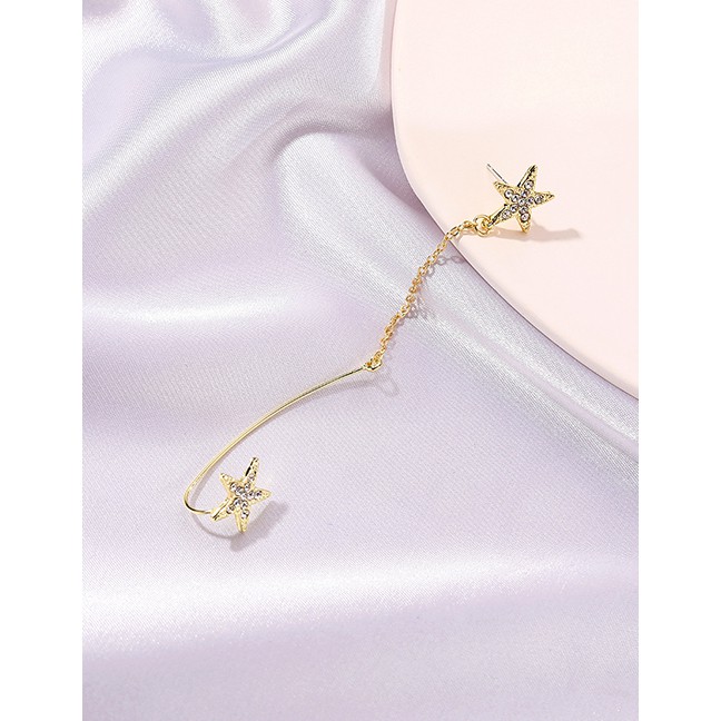 LRC Anting Tusuk+Jepit Fashion Kc Gold Star Long Chain P85901