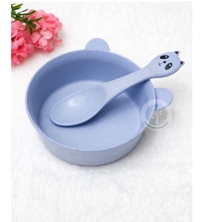 BRB01 Baby Rice Bowl Cutlery Set Wheat Straw Tableware Children's Bowl