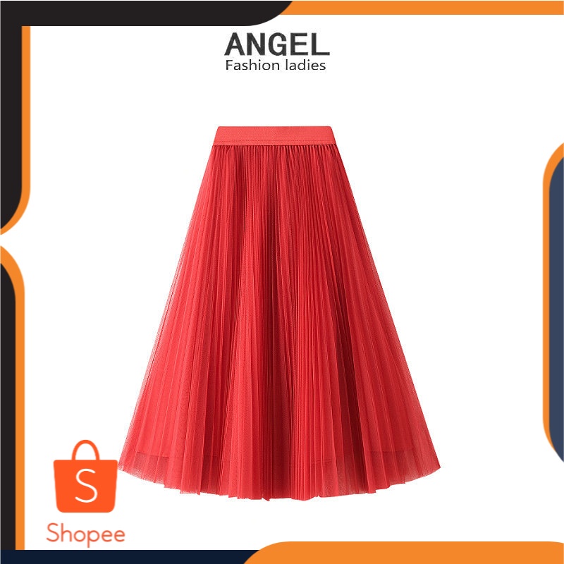 Kecantikan Mewah Peri Lebar Hem Gaussian Blur Rok Wanita 2022  Gambar Menyanjung Flowy Panjang Lipit