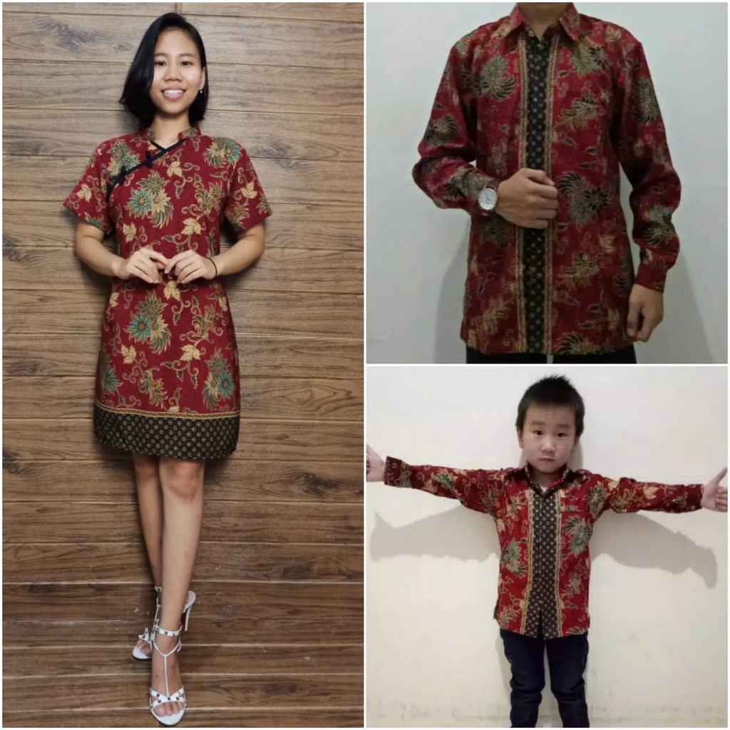 SB Collection Couple Family Midi Dress Delin Cheongsham Dan Kemeja Ayah Anak Batik Pria