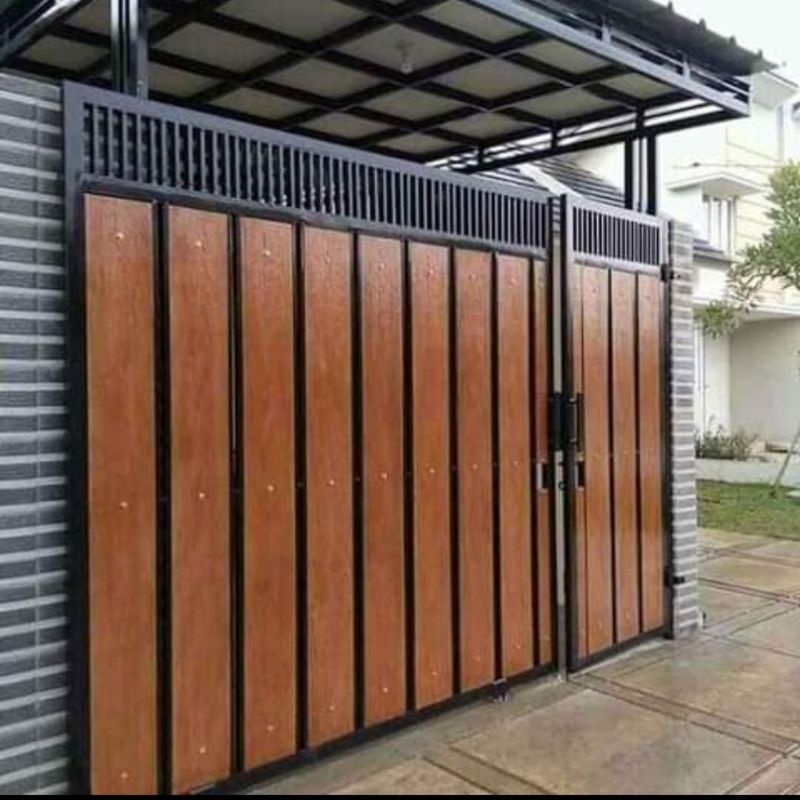 pagar besi hollow galvanis kombinasi grc motiv kayu pesanan Bpk Diaz Semer city B19 (DP)