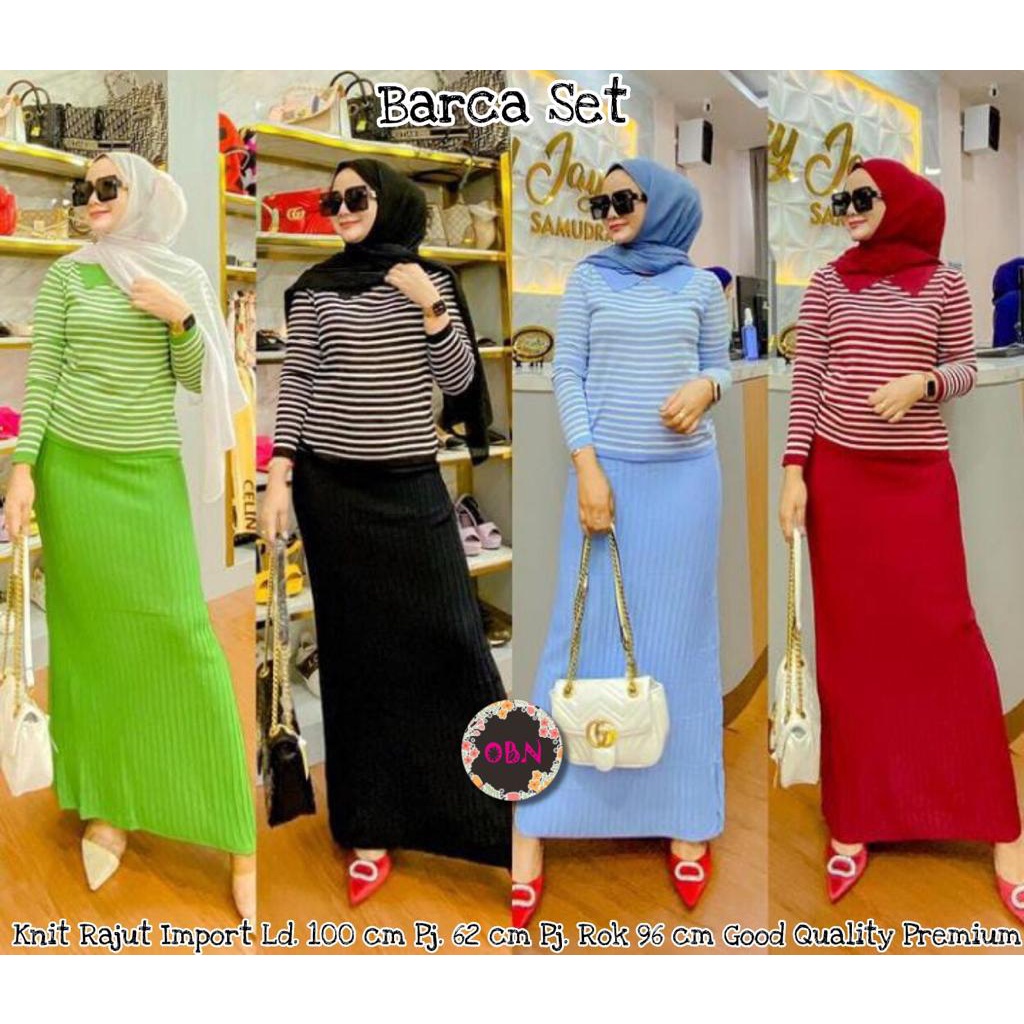 Barca set stelan setelan 1set baju pakaian atasan shirt blouse bluse blus rok bawahan skrit pinggang