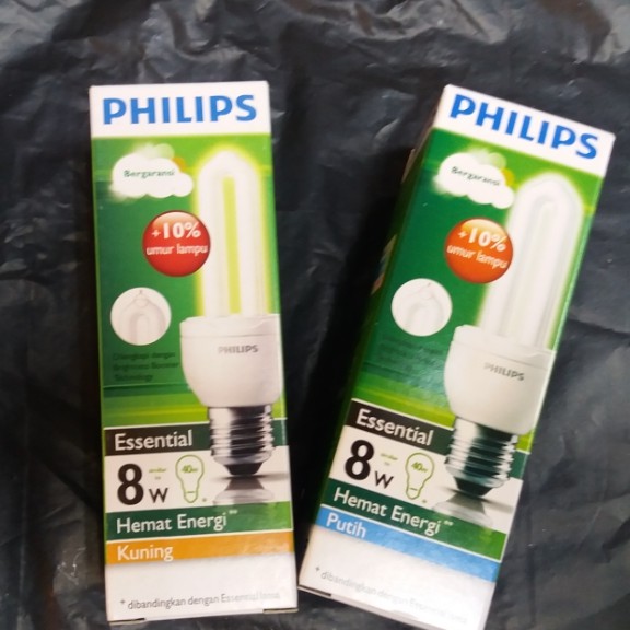 Philips Essential 8Watt Putih/ Kuning (sudah termasuk Bubble Wrap)