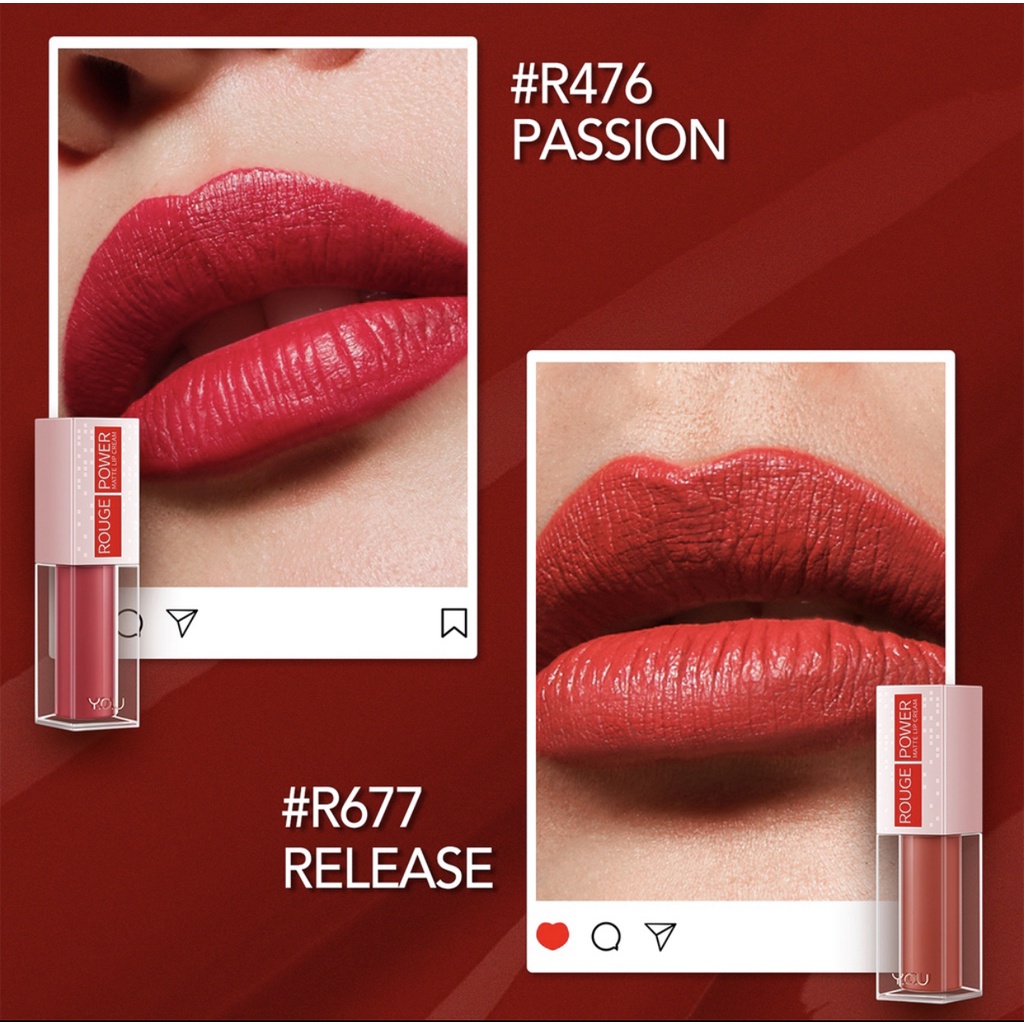 YOU Rouge Power Matte Lip Cream Matte Finish, Tahan Lama, Nourishing, with Manuka Honey