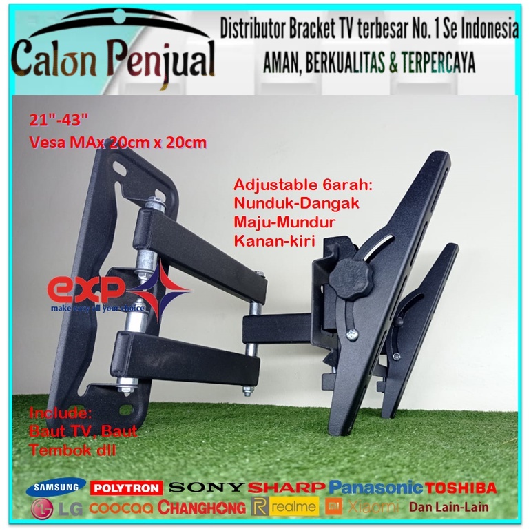 Bracket TV TCL 14 s/d 43 inch 6 ARAH FULL BESI SUPER KOKOH GARANSI 100% ORI