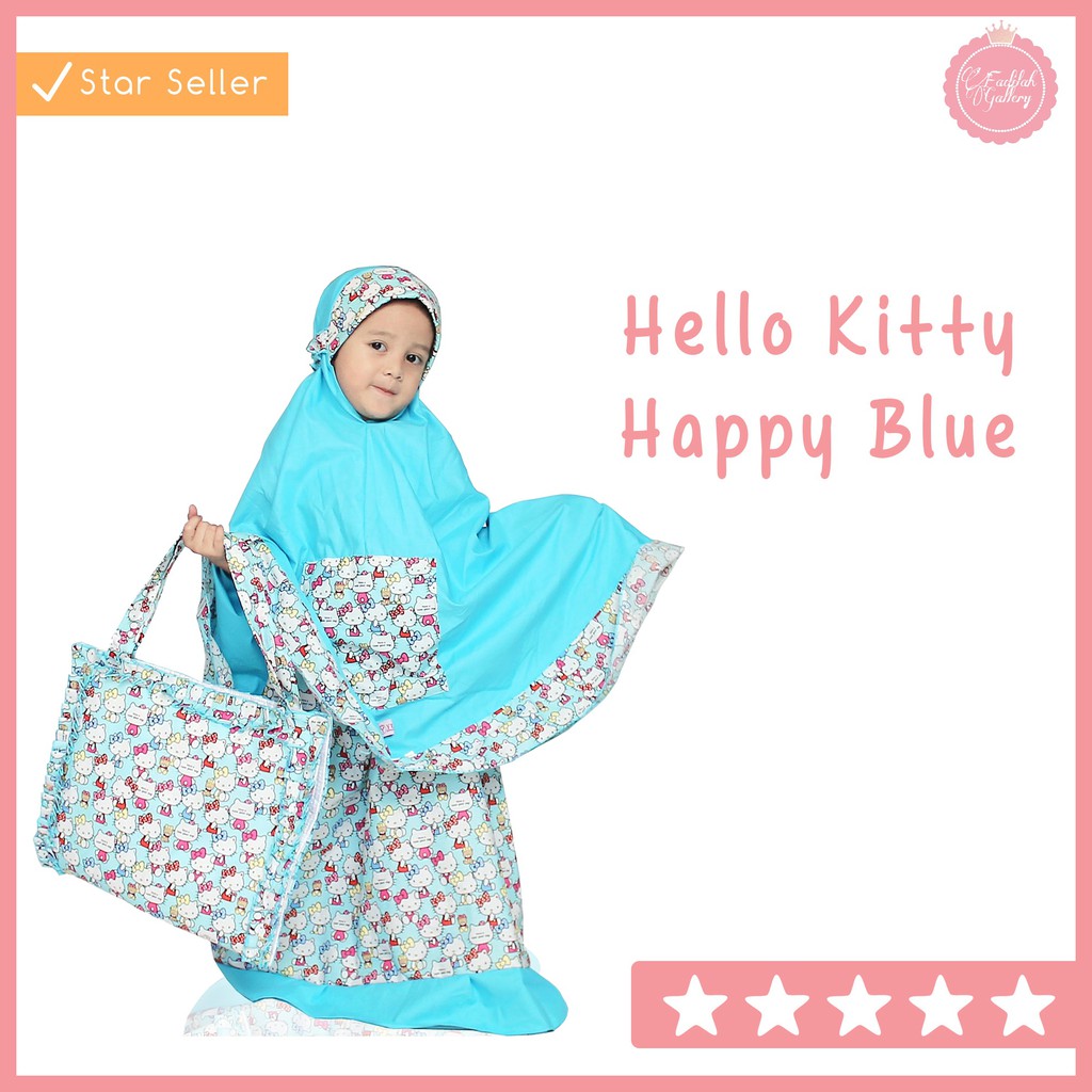 Mukena Anak Karakter Hello Kitty Blue  – Mukena Anak Murah By Fadilah Gallery