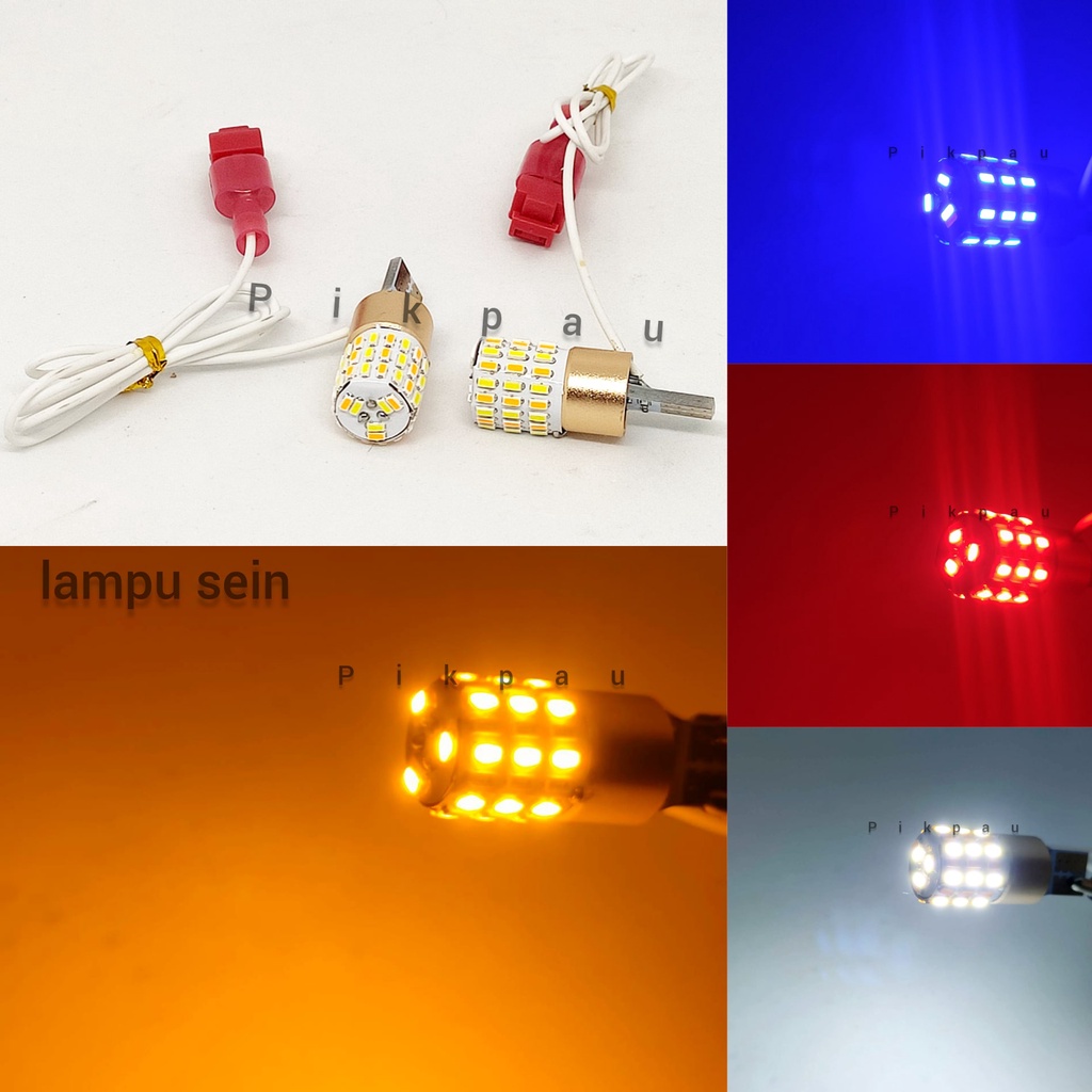 Lampu LED sen t10 2 mode senja dan sein 54 LED bisa arus AC DC 12volt dan 24Volt Superbright