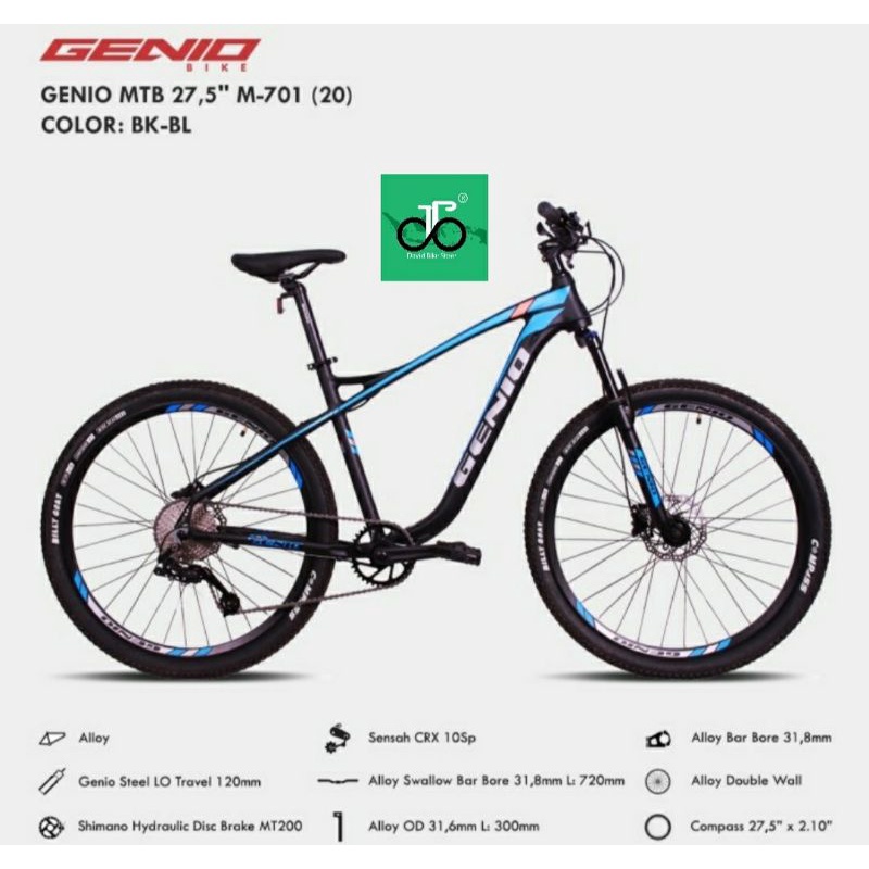 Sepeda MTB 27.5" Genio M701 (M-701) (Frame alloy, 10spd, rem hydrolic)