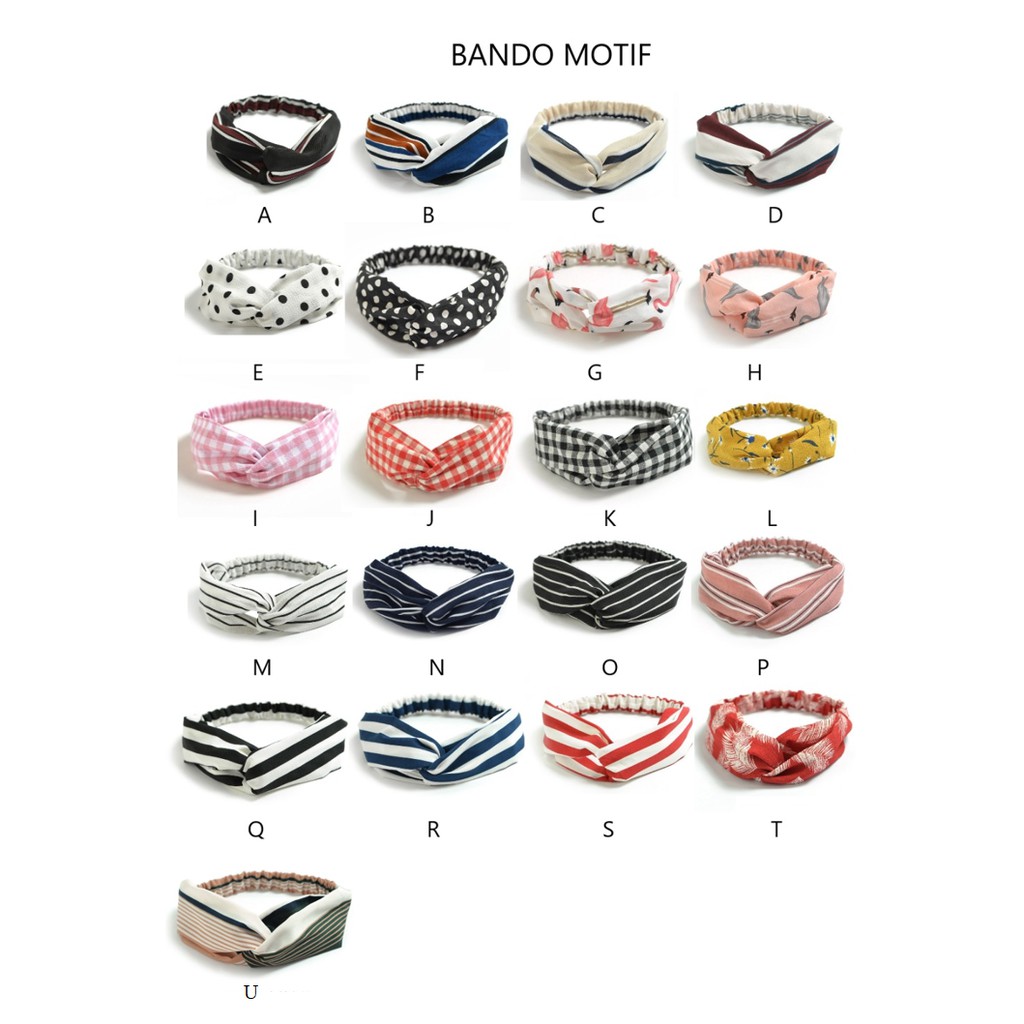 Retaily Bando Motif Wanita Korea Headband Bandana Simpul Cewek Fashion