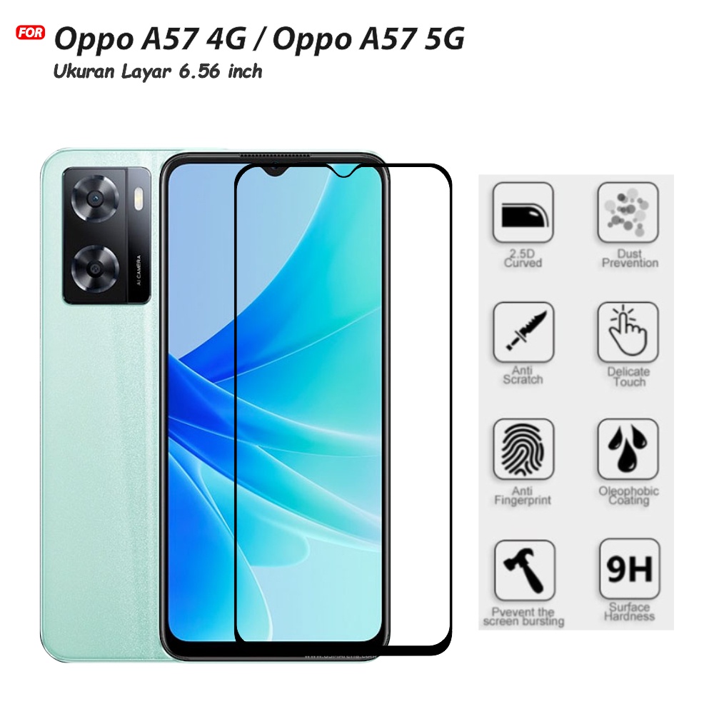 Tempered Glass Full Oppo A57 4G / A57 5G Anti Gores Kaca Full Layar