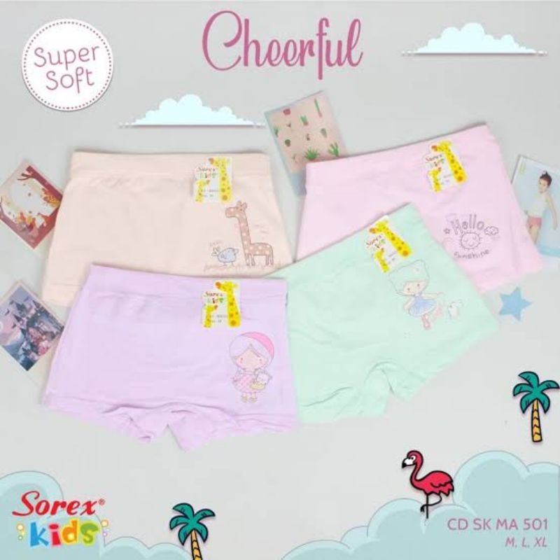 Sorex kids 3pc celana dalam anak cewek perempuann girl kotak segi empat m l panty boxer