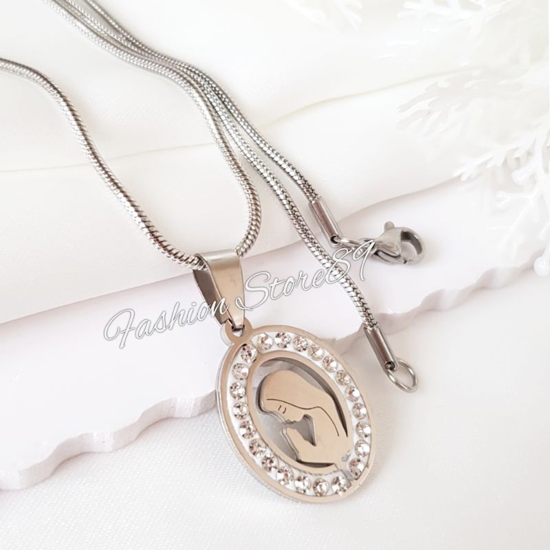 Kalung Bunda Maria Titanium Silver Kualitas terjaminAntikarat Fashion Rohani Kalung Bunda Maria LTNx Gold Silver Titanium Antikarat