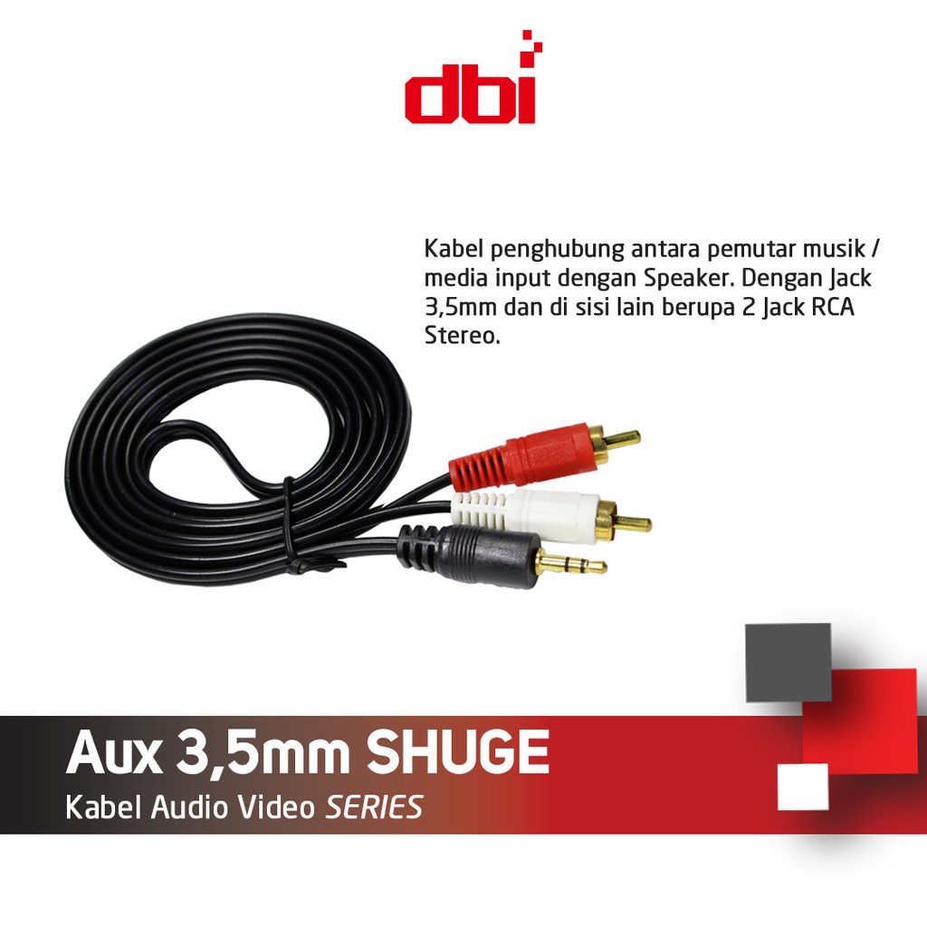 Kabel Audio Aux Jack Audio 3,5MM Male to RCA Shuge Panjang1,2M 5M