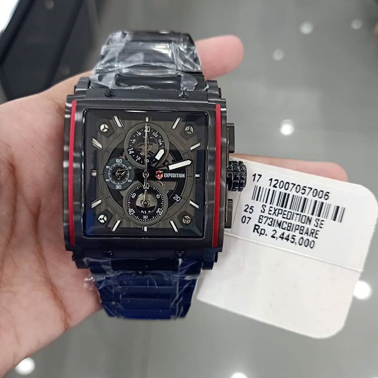 Expedition E6731 Original Jam Tangan Pria Black List Red