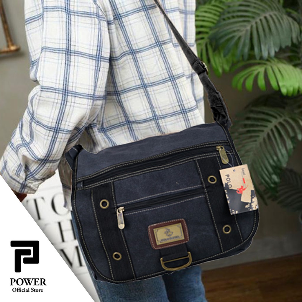 Tas Selempang Kanvas Import Polo Power Shoulder bag Canvas Import