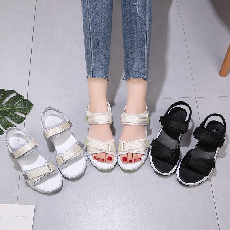 {COD/BAYAR DITEMPAT} DF-516 ORIGINAL Wedges Sandal Tali Wanita Korea Import Premium Quality