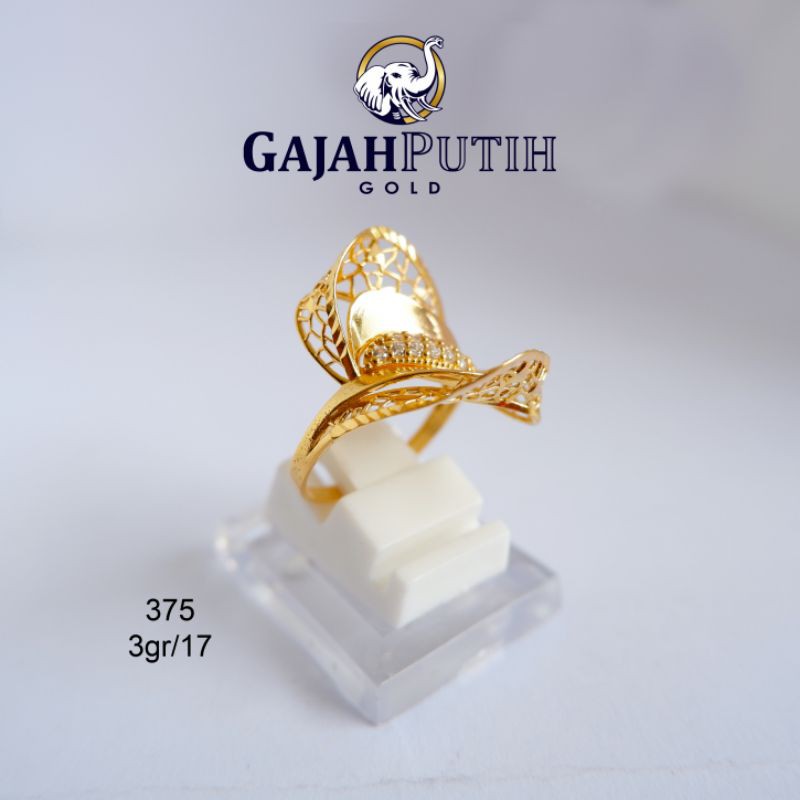 3gr Cincin Model Permata Emas Asli Kadar 375 kodeN13017