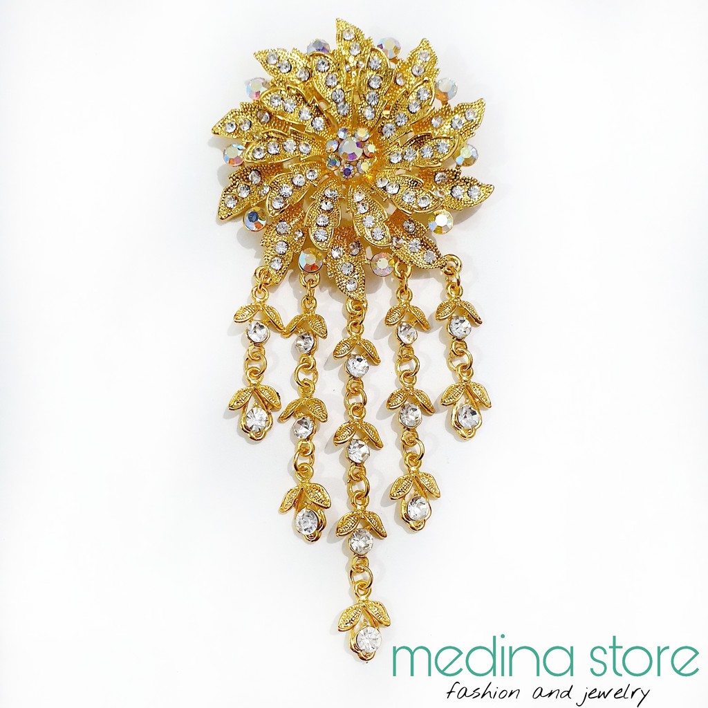 Bros Kebaya Mewah/Bros Besar Elegant/Bros Jurai/Bros Cantik Mewah Murah/Bros Permata Mawar-Star Gold