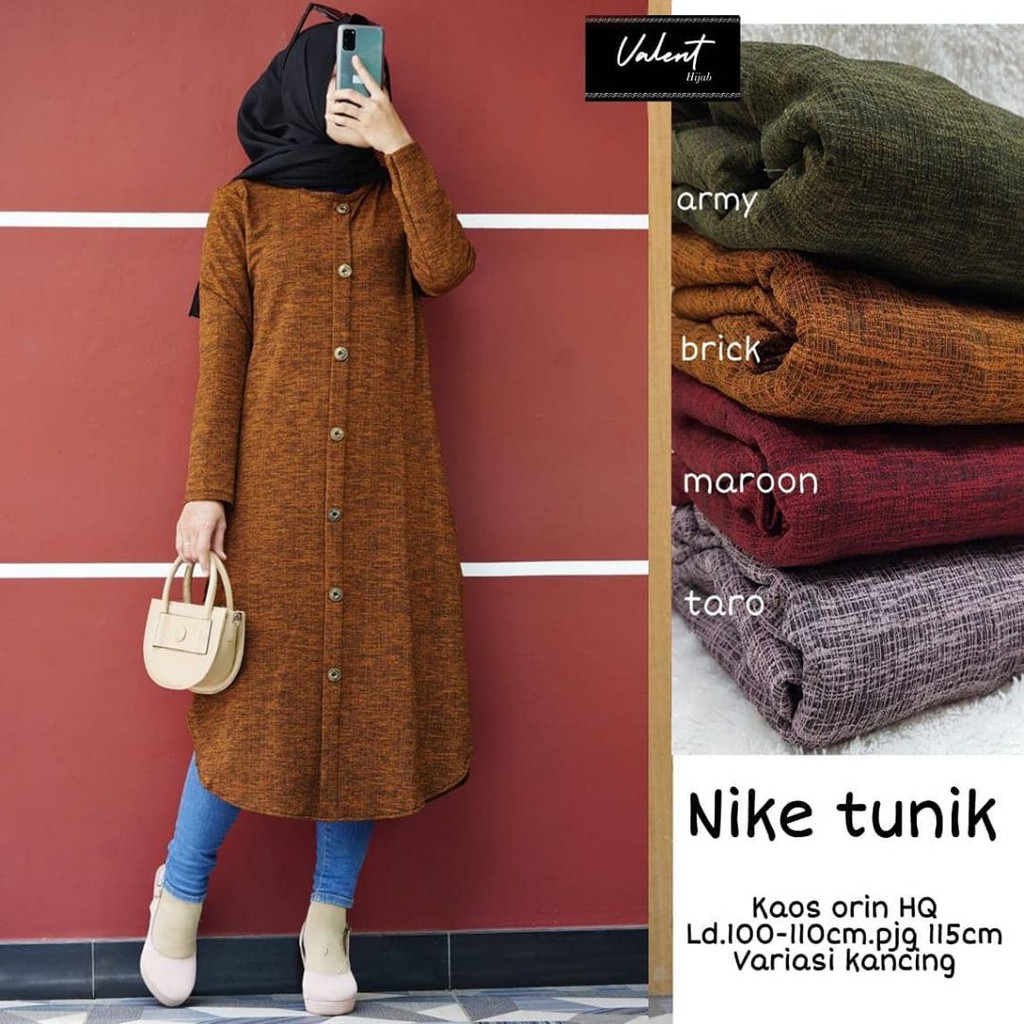 Nikee Long Tunik Kaos Import By Valent Hijab Fashion Solo Shopee Indonesia