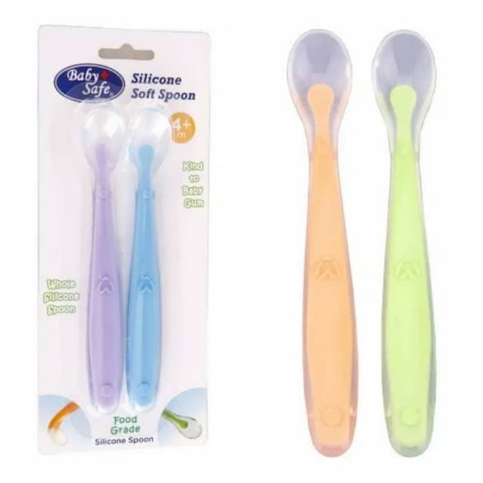 Baby Safe Silicone Soft Spoon Sendok Bayi Silikon Sendok Bayi Kenyal SC009 Isi 2 Sendok