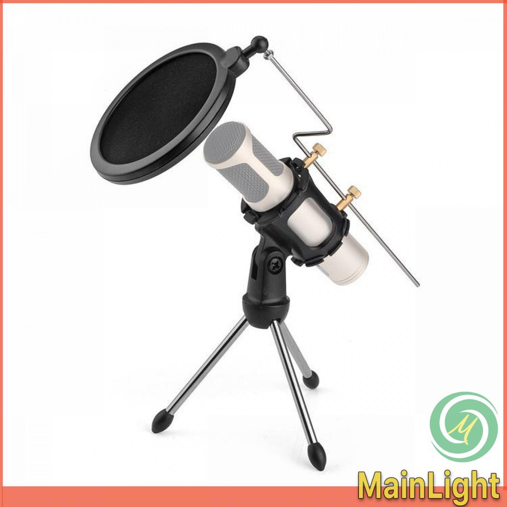 Mini Tripod Stand + filter Duduk Meja Mikrofon Universal Pop Filter Mic condenser  Zeepin PS-05 Grab