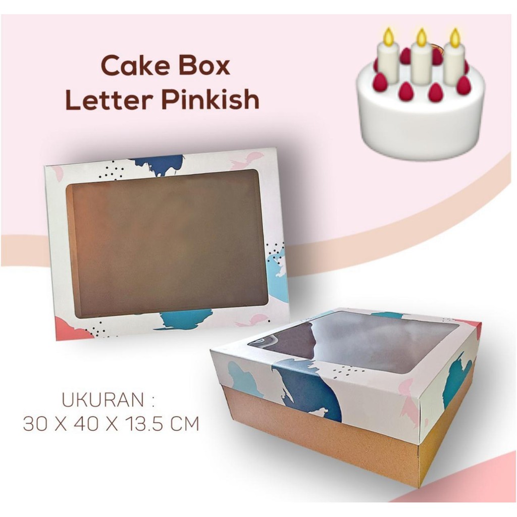 Cake Box Letter Pinkish 30x40x13.5cm - Dus Gosend/Grab Only