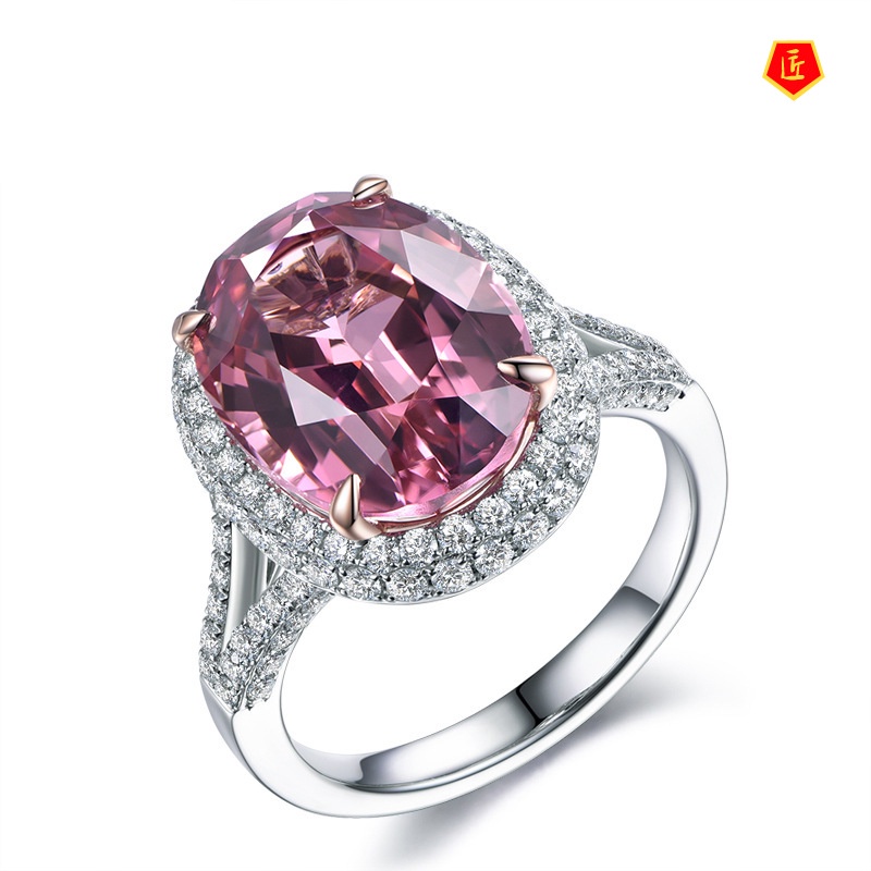 [Ready Stock]Elegant 5 Karat Pink Tourmaline Ring for Women