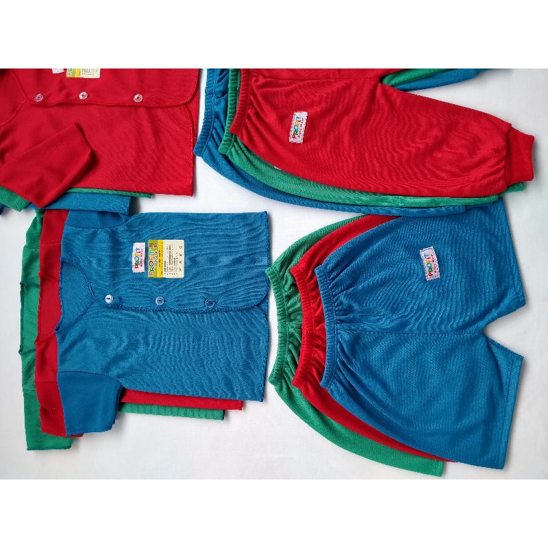 Paket Baju Celana Bayi Baru Lahir(18 pcs/9 Stel)Paket Newborn Polos Warna Rainbow Hijau Merah Biru