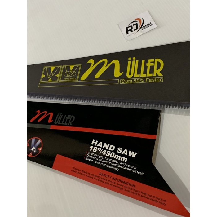 Gergaji / Graji Gorok 3 Asah Gagang Kayu + Karet Fiber Muller 18&quot; inch