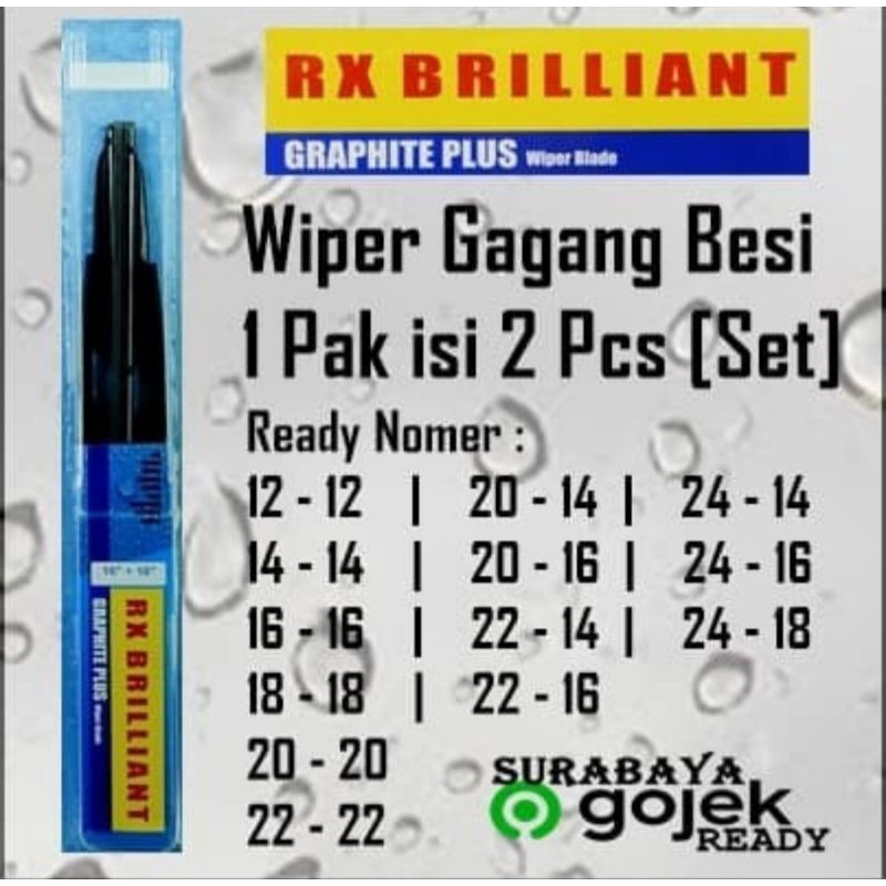 Wiper Kipas Kaca Gagang Besi - Harga 1set 2pc - RX Brilliant Universal