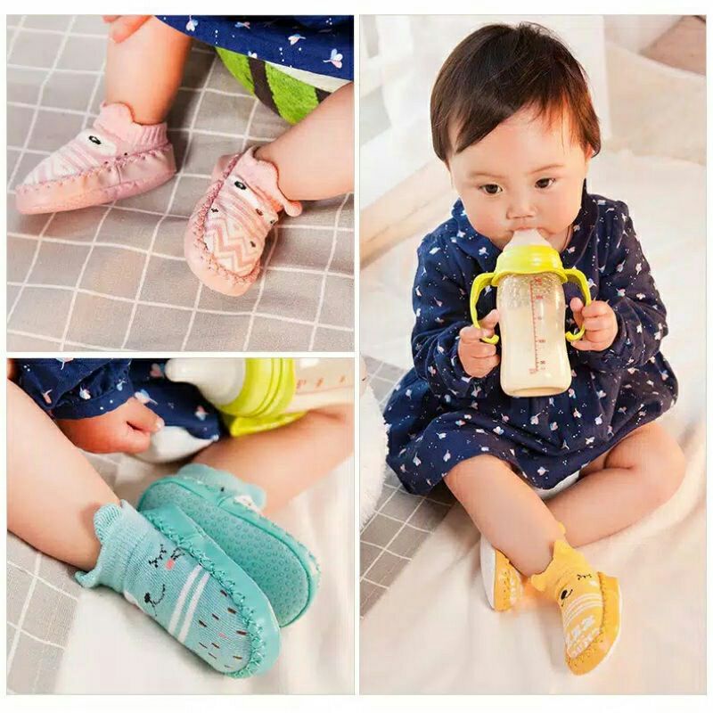 Sepatu Bayi Anti-Slip Kaos Kaki Bayi Korea Motif Kartun Lucu Unisex Bisa Untuk Cowo Cewe