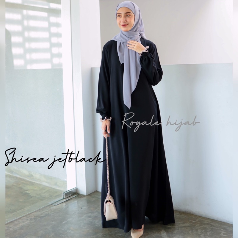 Shisea abaya jetblack mix renda arab