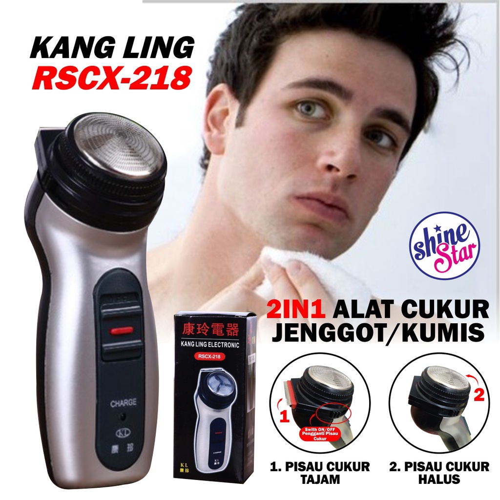 SHINE STAR - [COD/BAYAR DITEMPAT] Alat Cukur Jenggot Elektrik - Shaver KANG LING Electronic RSCX-218 / NS 216 Rechargeable Alat Cukur Kumis dan Jenggot Brewok / Alat Cukur Rambut Happy King - Warna Random